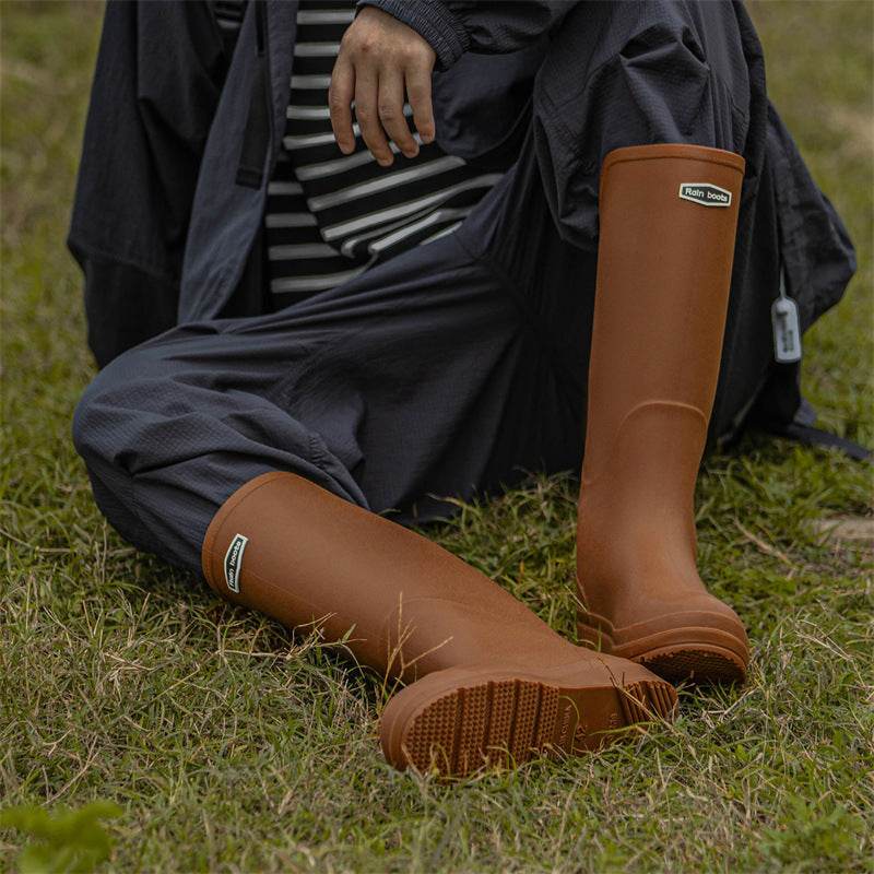 Knee-high Rain Boots Rain Shoes - Mubimart