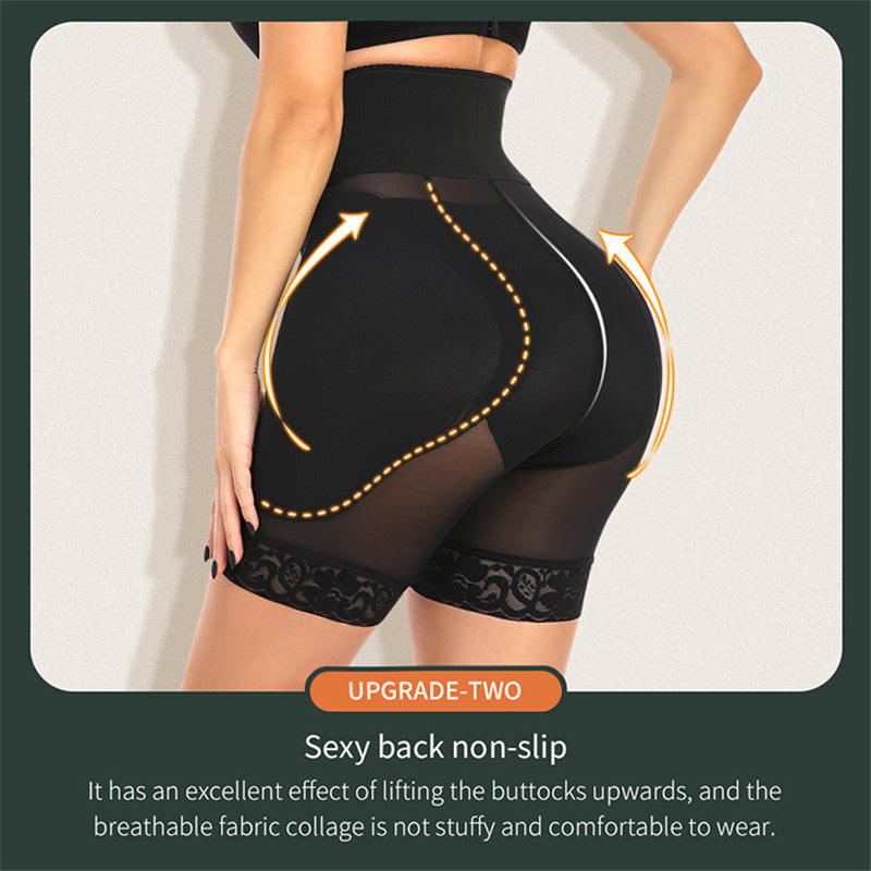 Nine-Row Adjustable Buckle Lace-Up  Crotch Mesh Waist Shaper Pants - Mubimart -  