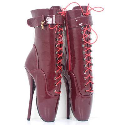 18cm Ballet Stiletto Heels Lace-up Ankle Boots Large Size - Mubimart