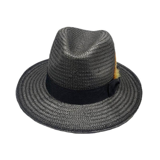 Eight-point Grass Hand-knitted Feather Fedora Hat - Mubimart