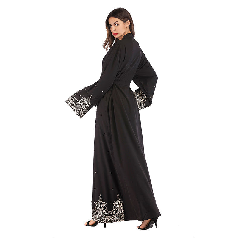 New Style Long-sleeved Embroidered Beaded Robe Women - Mubimart -  