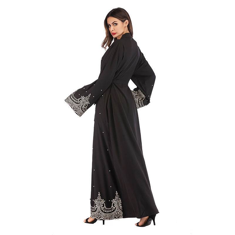 New Style Long-sleeved Embroidered Beaded Robe Women - Mubimart