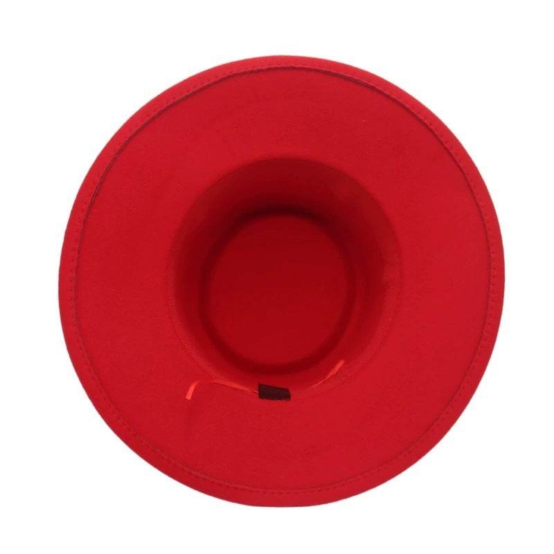 Retro Fedora 8cm Wide Brim Solid Color Concave-convex Dome Woolen Hat - Mubimart