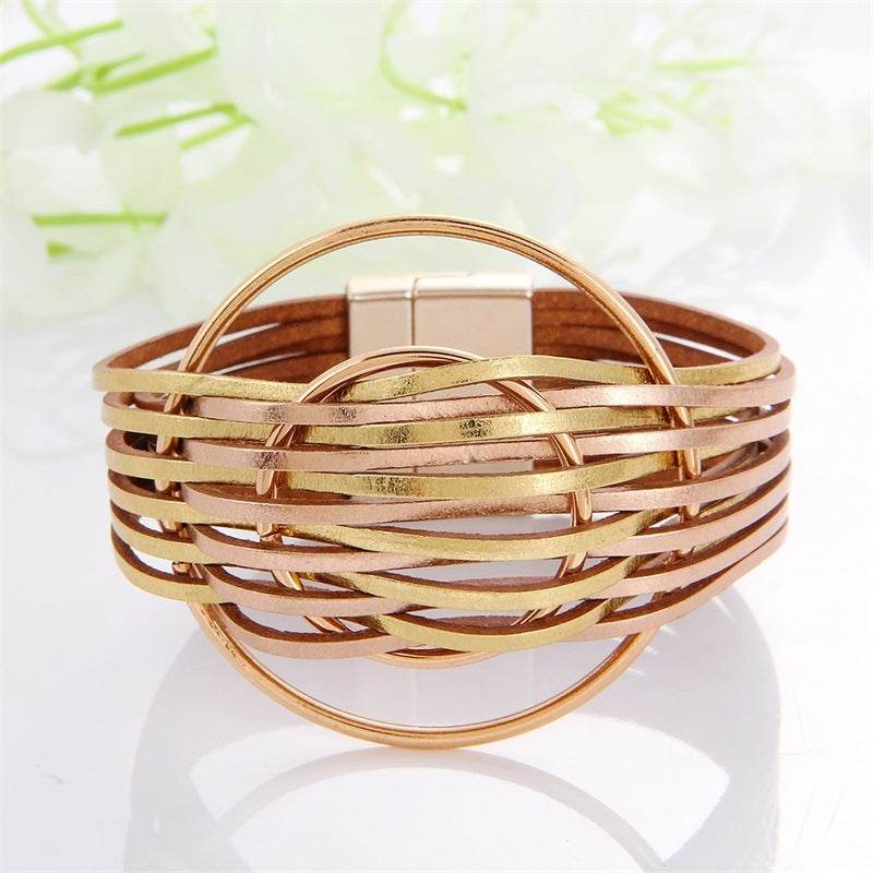 New Popular Multi-color Leather Charm Bracelet Men And Women Same Ornament Can Be Used As Gifts - Mubimart