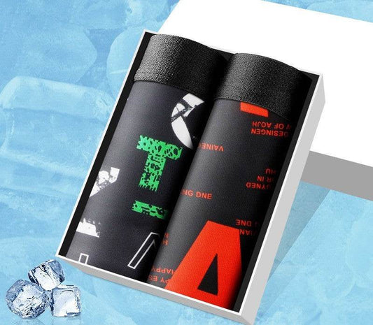 Men's Printed Ice Silk Breathable Boxers - Mubimart
