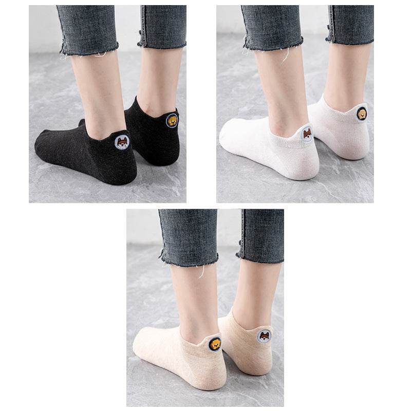 Socks Women's Socks Shallow Mouth Cotton Boat Socks Couples Mid-tube Low - Mubimart