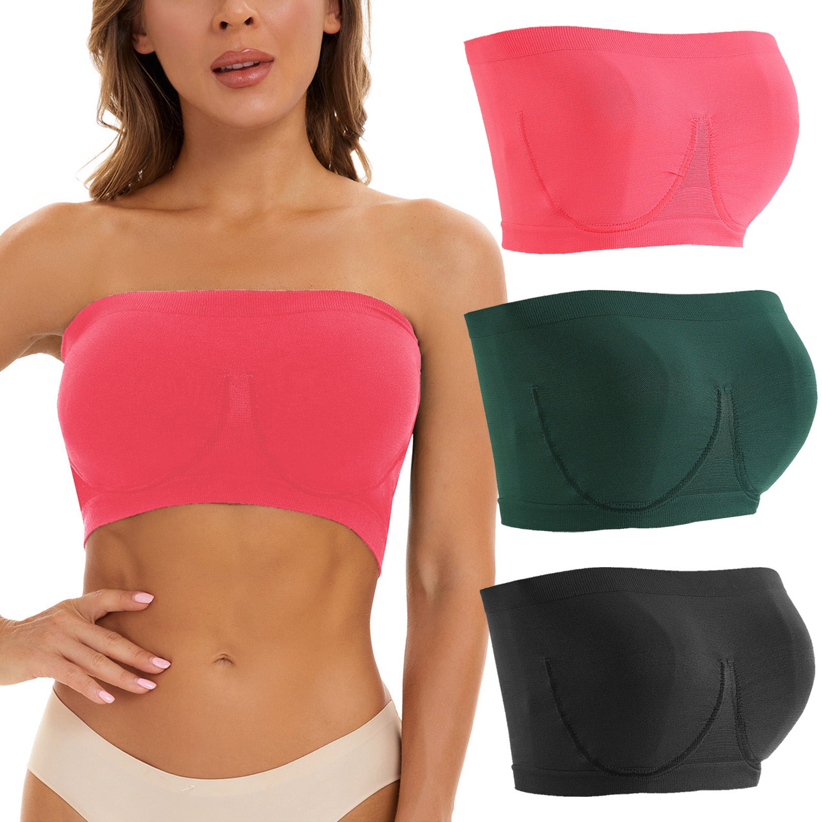 Plus Size Women's Seamless Bandeau Bra - Mubimart -  