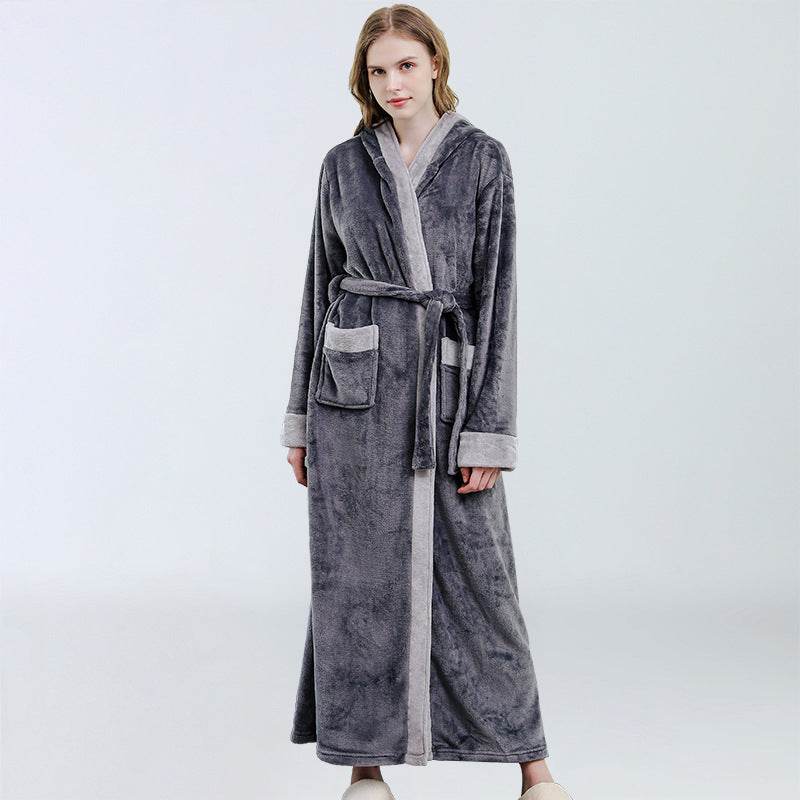 Autumn And Winter Coral Fleece Nightgown Thickened Plus Size - Mubimart