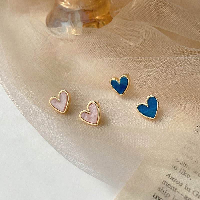 Silver Needle Love Stud Earrings Women - Mubimart