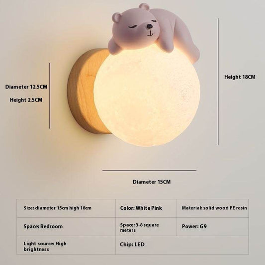 Moon Wall Lamp Nordic Creative Children's Room Lamp Bedroom Bedside Lamp - Mubimart