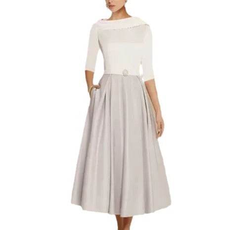 Formal Banquet Temperament Formal Daily Style Off-shoulder Half Sleeve Dress - Mubimart