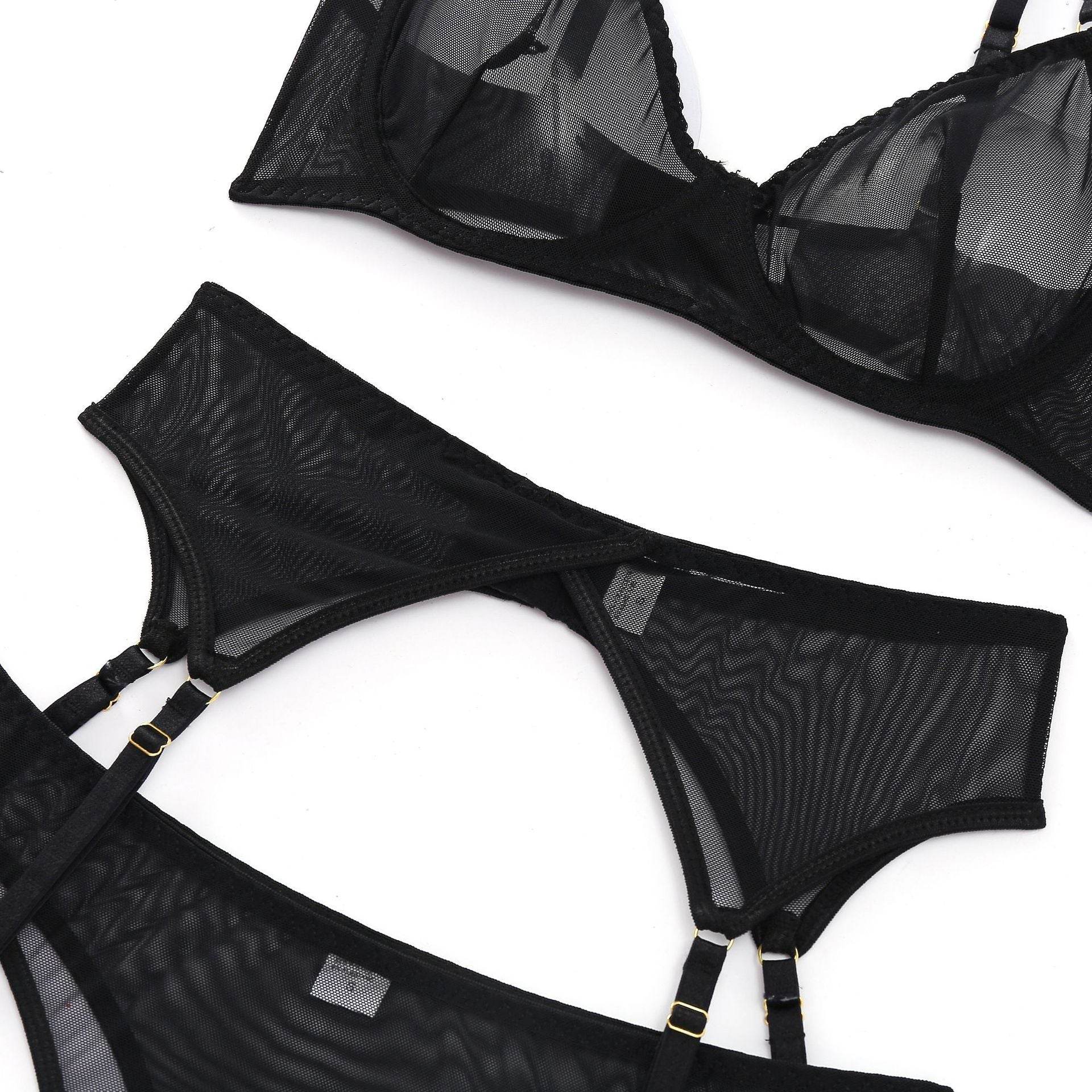 Three-piece Sexy Lingerie Garter Belt - Mubimart