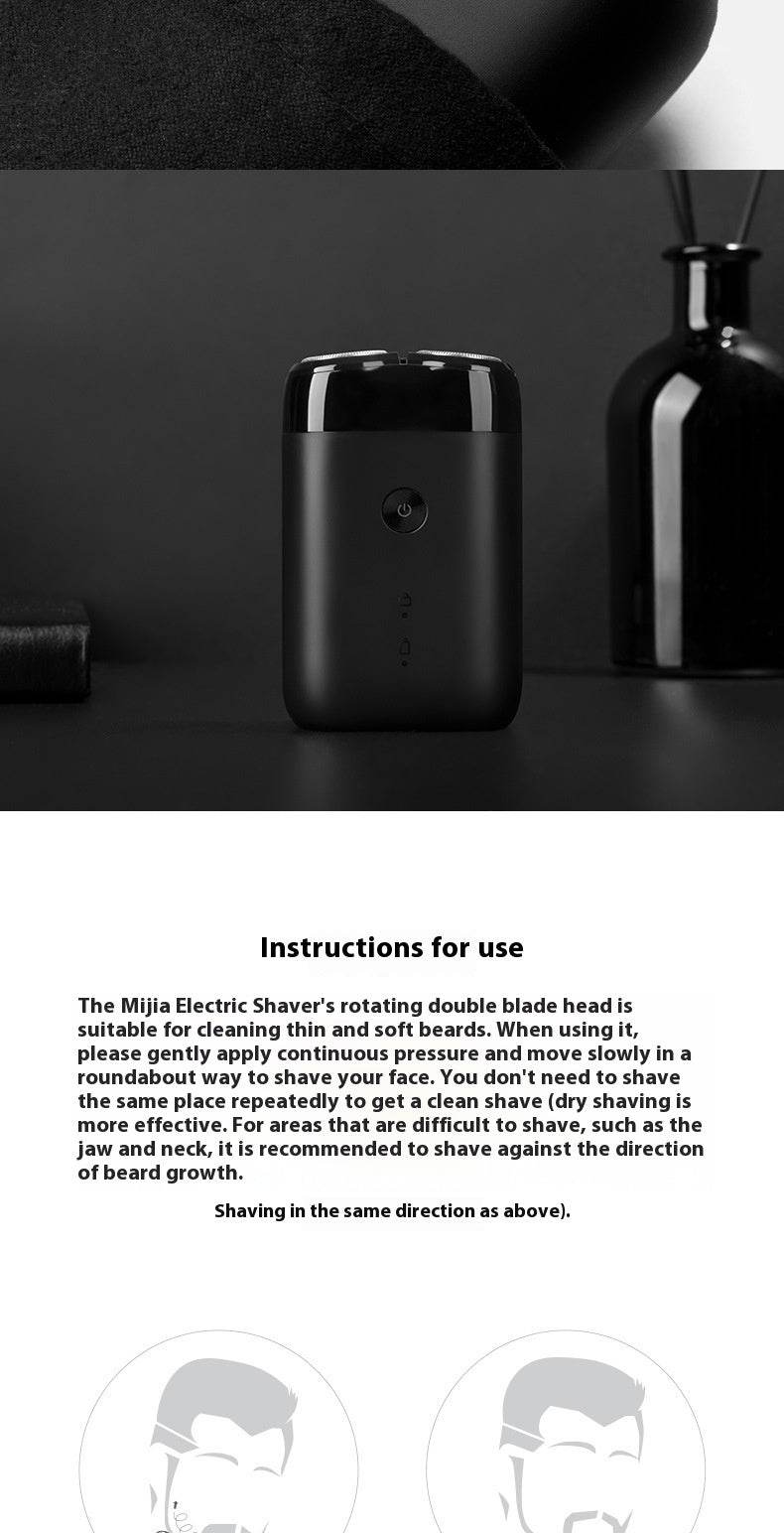 Electric Shaver S100 Rotating Double Cutter Head Men - Mubimart