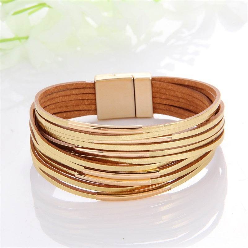 New Popular Multi-color Leather Charm Bracelet Men And Women Same Ornament Can Be Used As Gifts - Mubimart