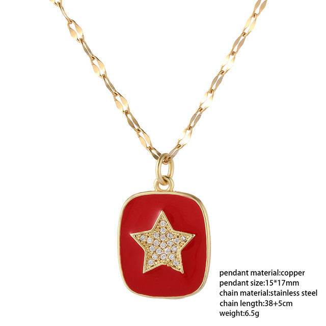 Red Heart Love Pendant Necklace For Women Choker Long Chains - Mubimart