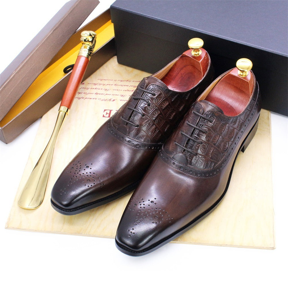 Men's Lace-up British Oxford Shoes Cowhide