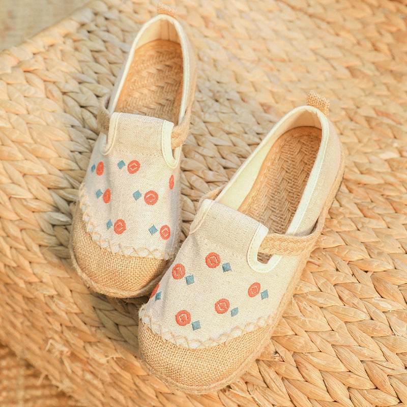 New Comfort Round Head Cotton And Linen Shoes Breathable Embroidered - Mubimart