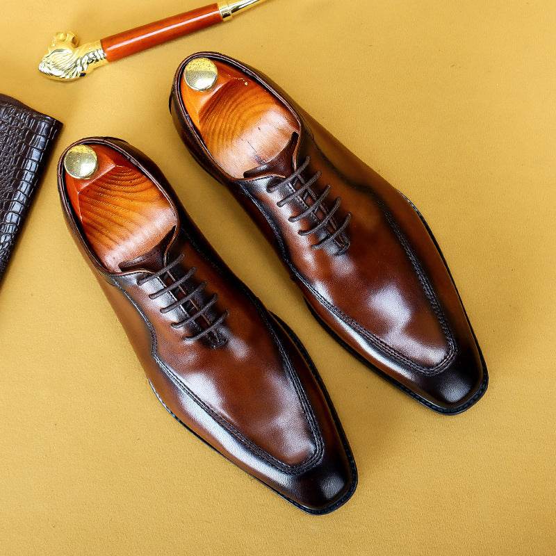 Business Dress Shoes Leather Pointed Scalp Men's Oxford Suit Shoes - Mubimart