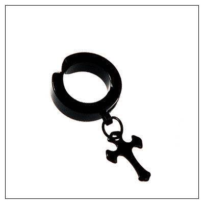Tassel Black Earrings Without Pierced Cross Wolf Men And Women Tide Earrings - Mubimart