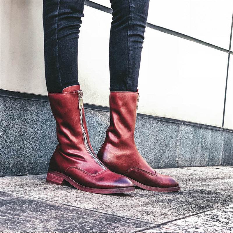 Distressed Ghost Emperor Inverted Boots Retro Martin Boots Women - Mubimart