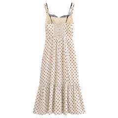 Retro Dots Printing Slip Dress - Mubimart -  