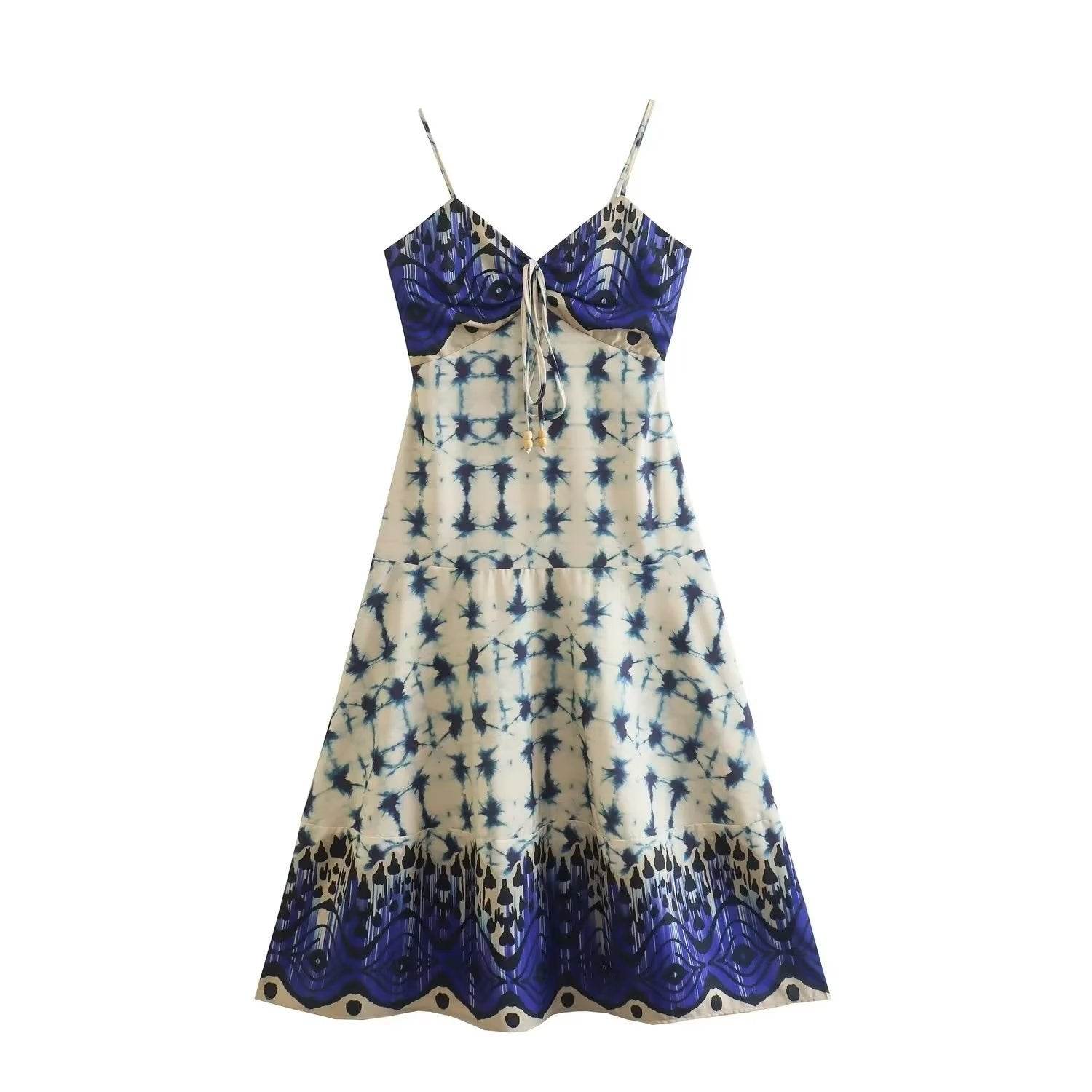 Ladies Positioning Print Slip Dress - Mubimart