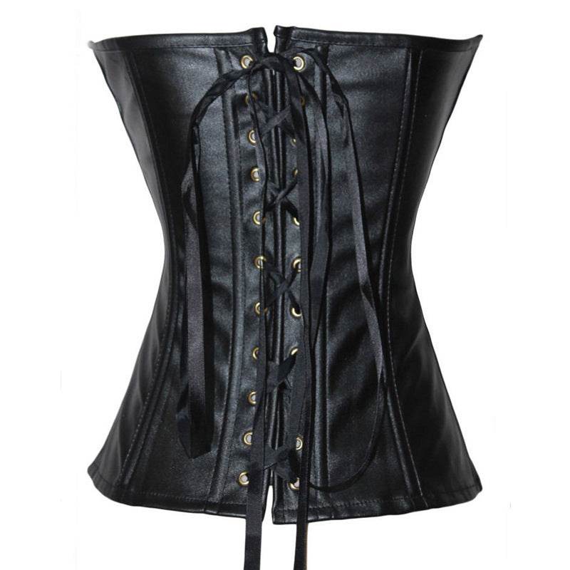 Court Shaper European And American PU Leather Zipper Postpartum Corset Waist - Mubimart