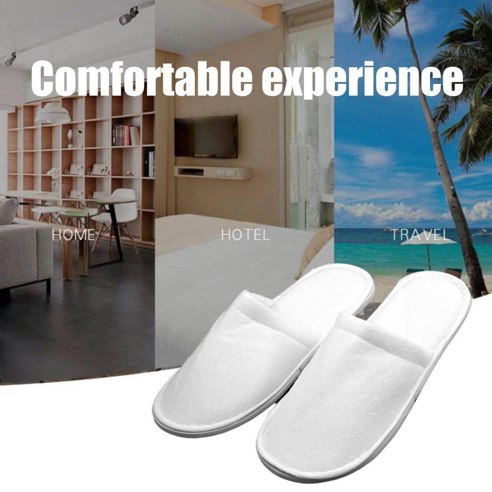 Fleece Slippers One Time Non Slip Thick Spa Slippers for Home Hotel Travel Party Guest - Mubimart
