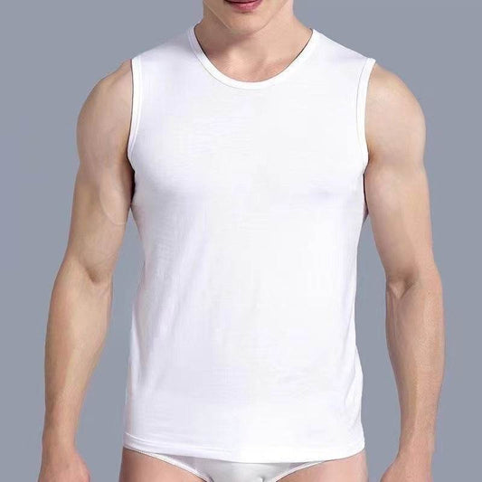 Men's Fashion Wide Shoulder Sports Round Neck Undershirt - Mubimart