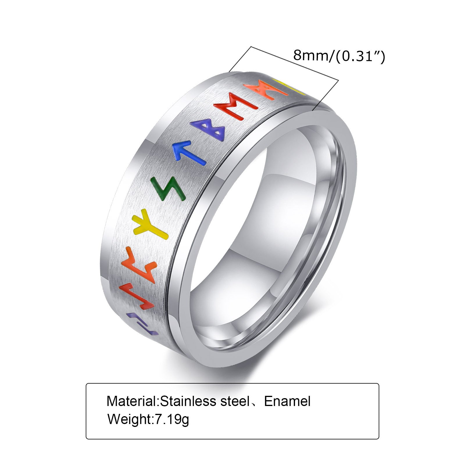 Rotating Rainbow Titanium Steel Ring For Men