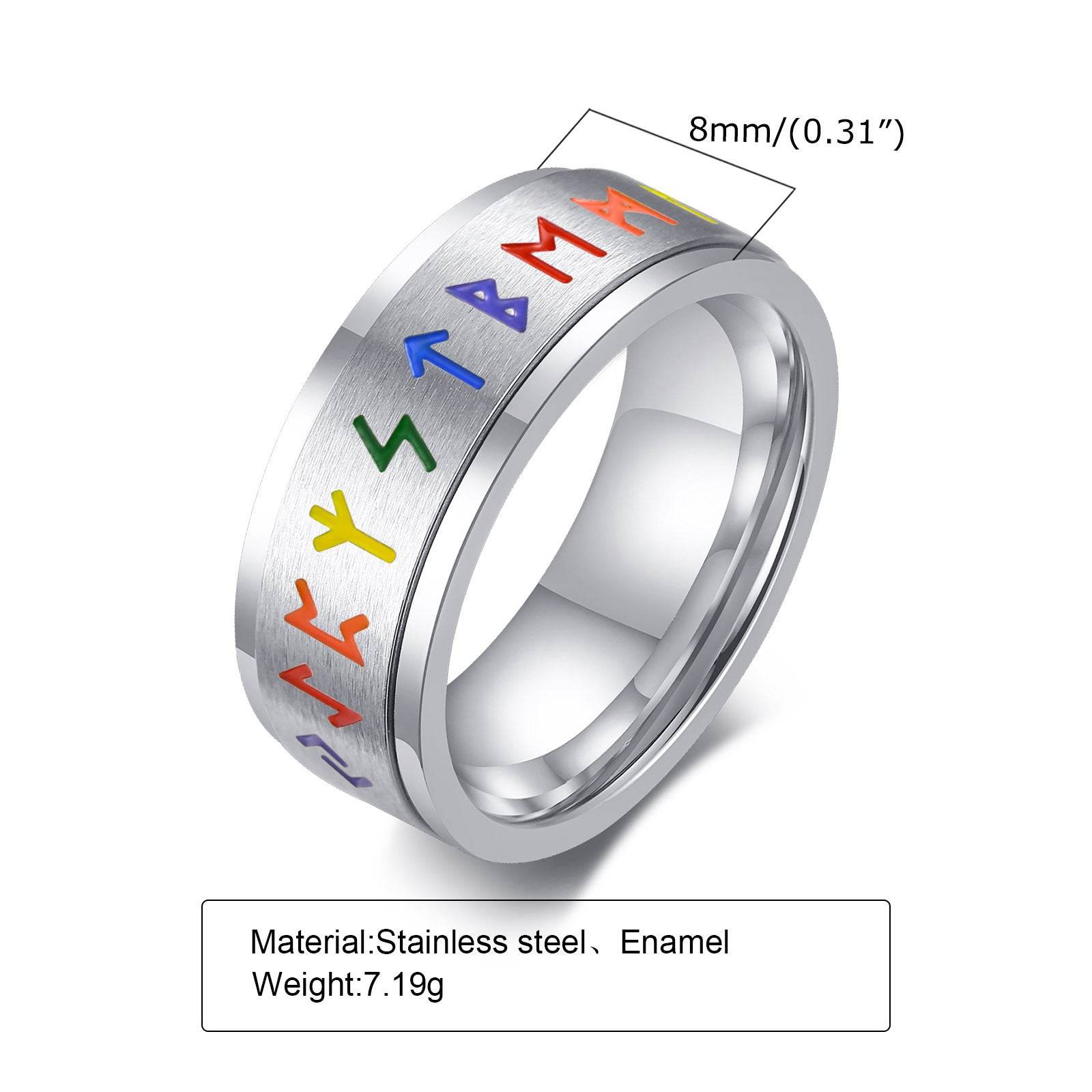 Rotating Rainbow Titanium Steel Ring For Men - Mubimart