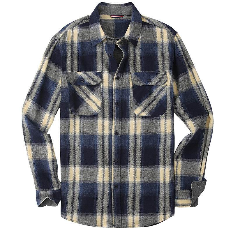 Men's Plaid Flannel Brushed Thermal Shirt - Mubimart