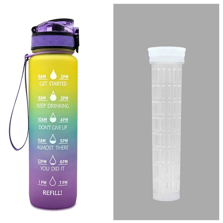 1L Tritan Water Bottle With Time Marker Bounce Cover Motivational Water Bottle Cycling Leakproof Cup For Sports Fitness Bottles - Mubimart