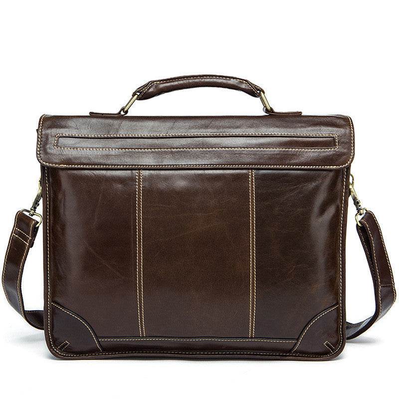 First Layer Cowhide Mens Bag Retro Trendy Texture Handbag - Mubimart
