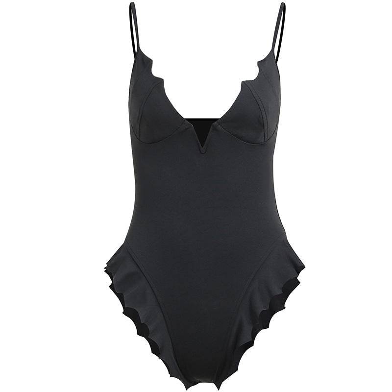 Ladies Sling Bat Ruffle Bodysuit Women - Mubimart