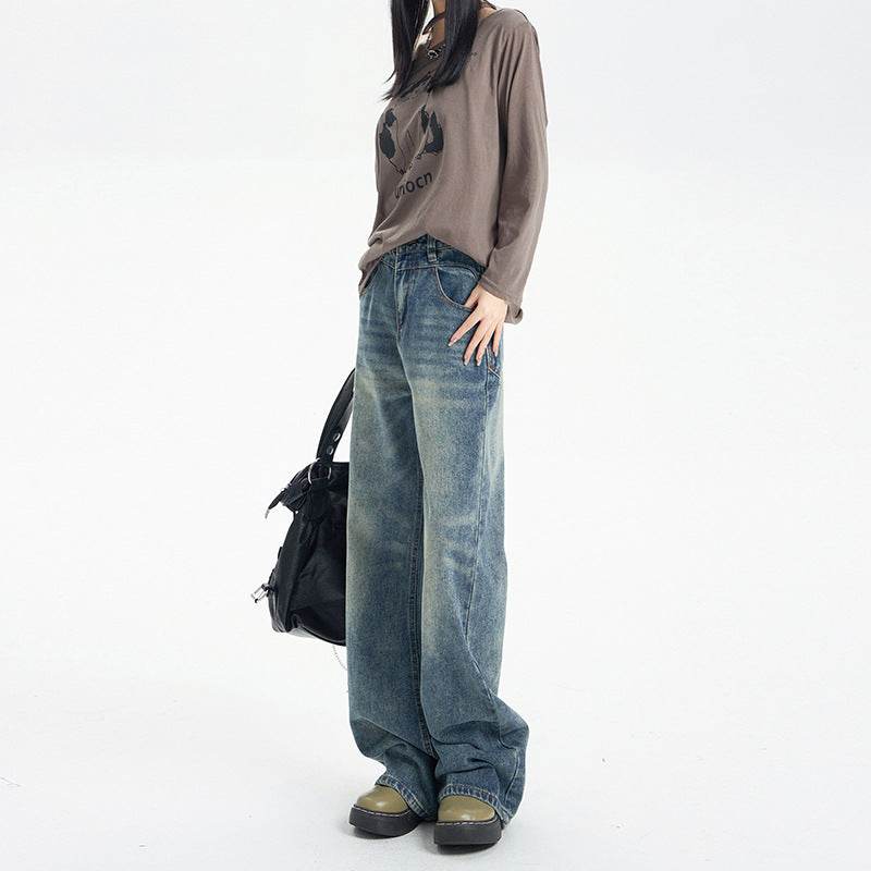 Fashion Retro Wide Leg Jeans For Women - Mubimart