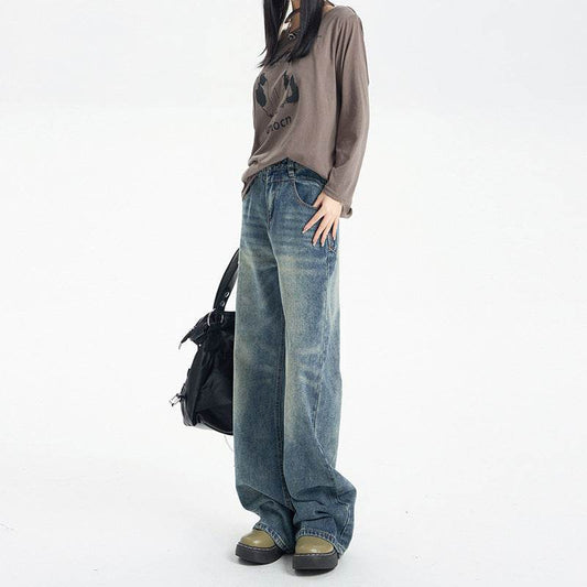 Fashion Retro Wide Leg Jeans For Women - Mubimart
