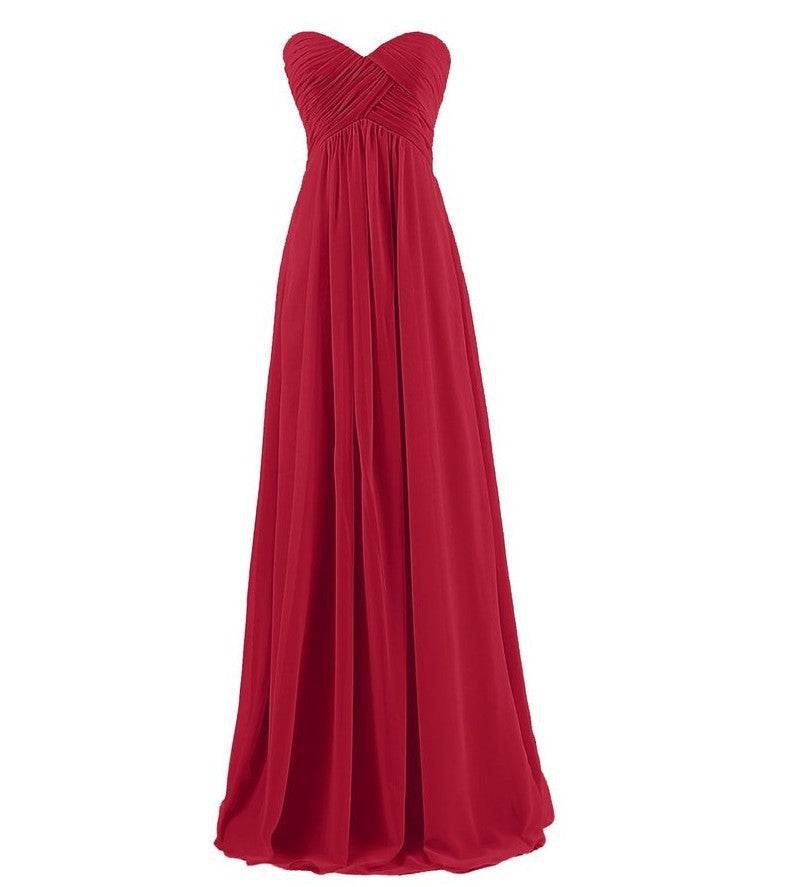 Tube Top Chiffon Long Prom Dinner Dress - Mubimart