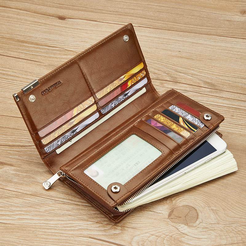 Cash Bag Cowhide Wallet Large Capacity - Mubimart