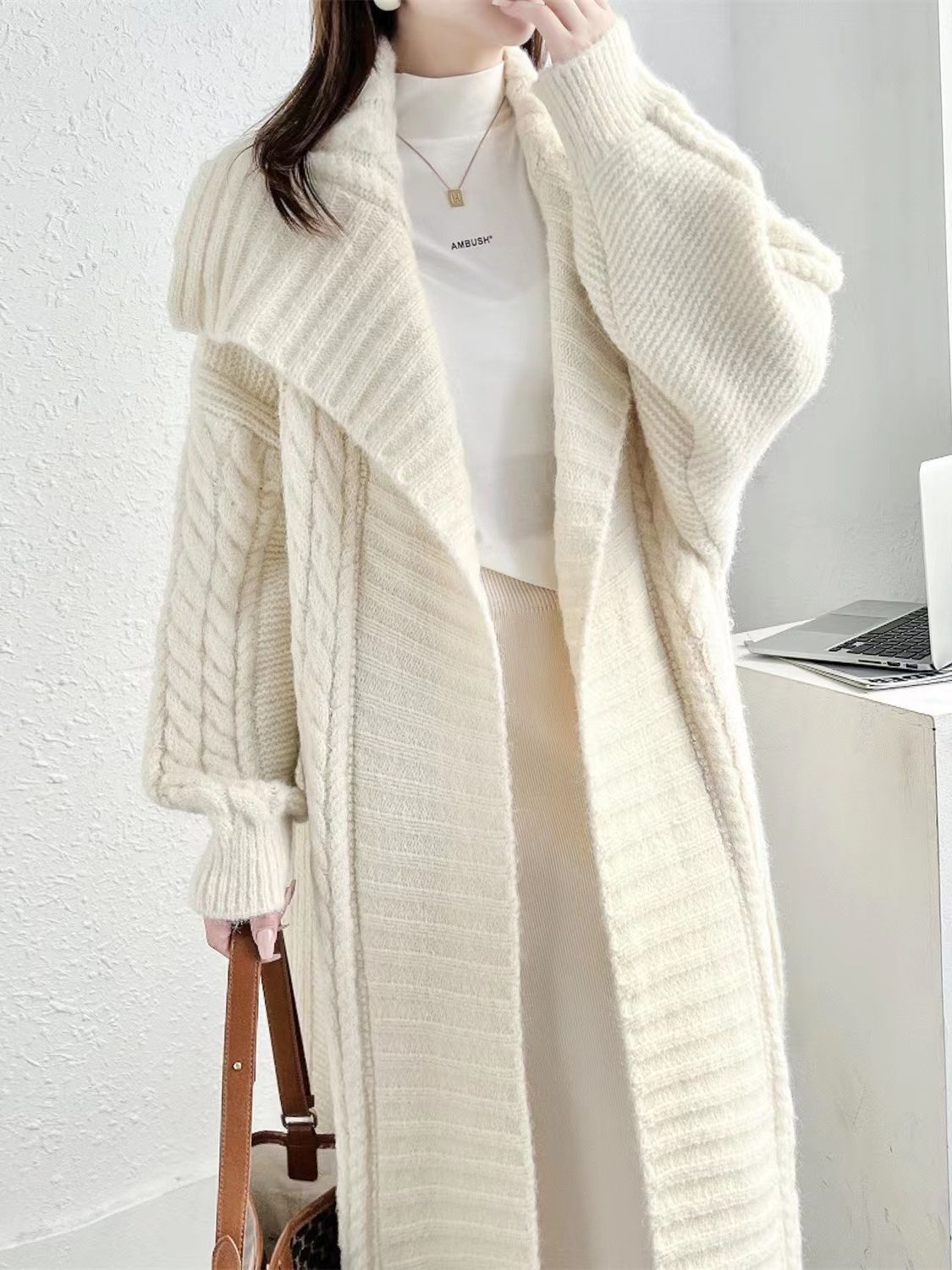 Long Knitted Cardigan Coat Women's Plus Size - Mubimart -  