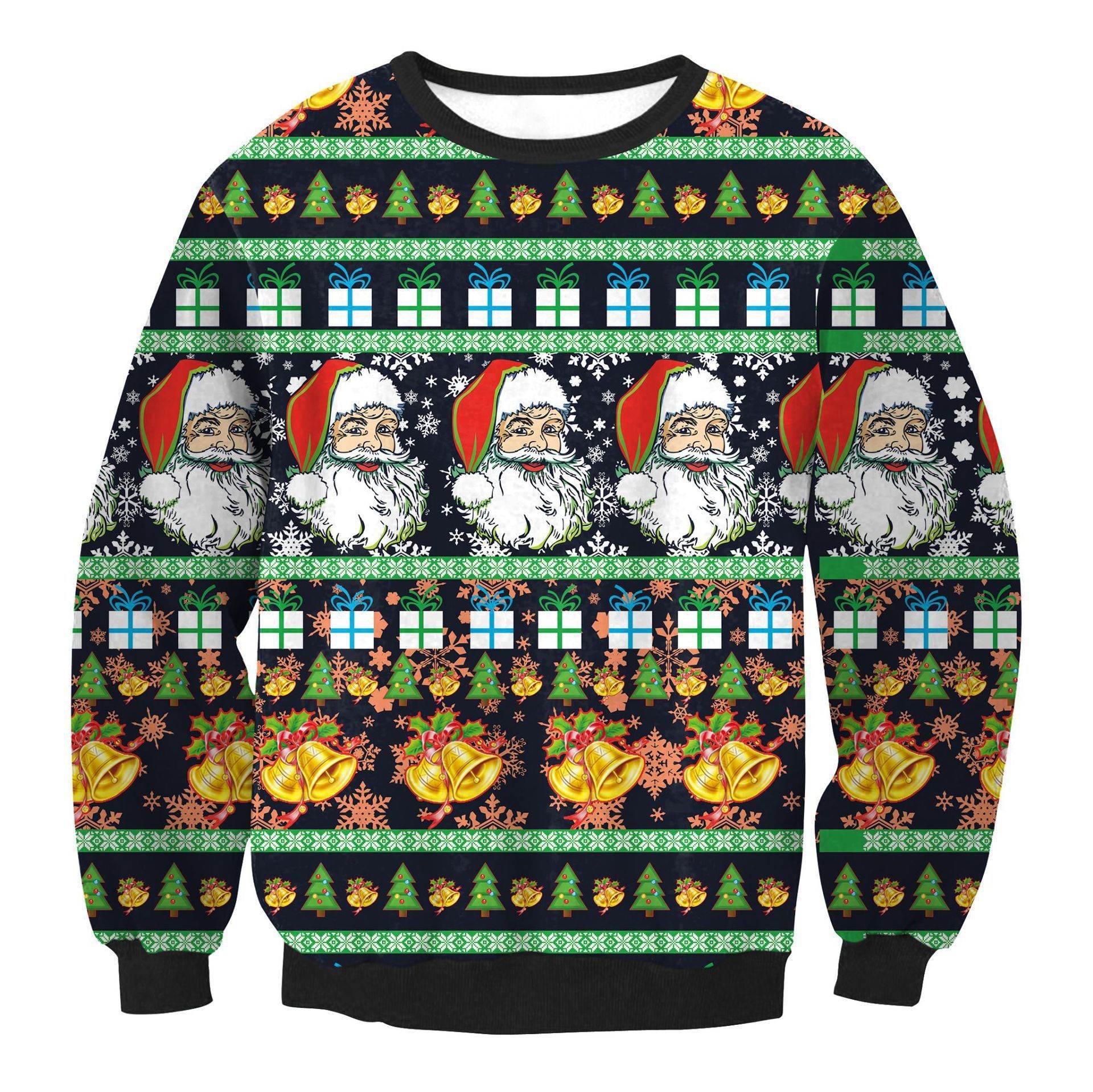 Autumn Winter Fashion Ugly Christmas Sweater Santa Elf Funny Pullover Womens Mens Print Sweaters Tops Clothing - Mubimart
