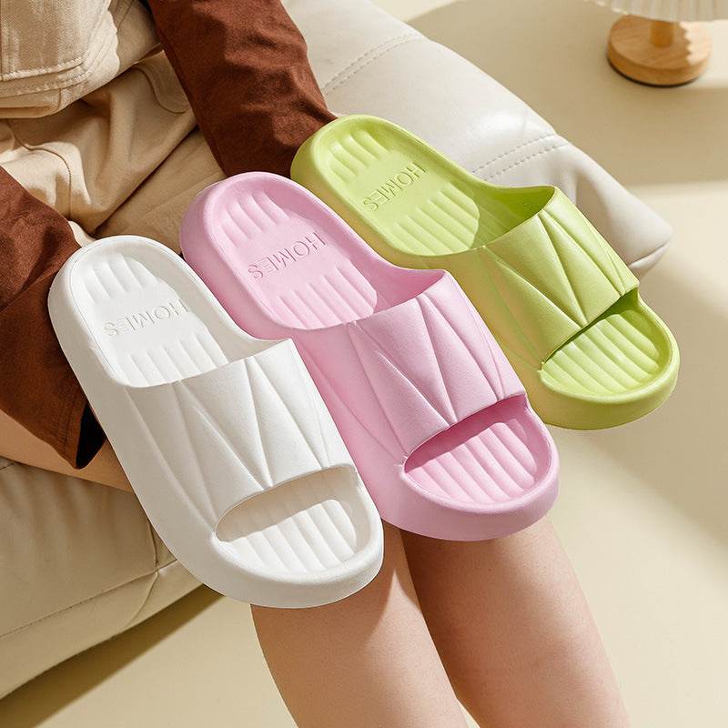 Non-slip Stripe Design Home Slippers Summer Thick Sole Floor Bathroom Slipper For Women Men House Shoes - Mubimart