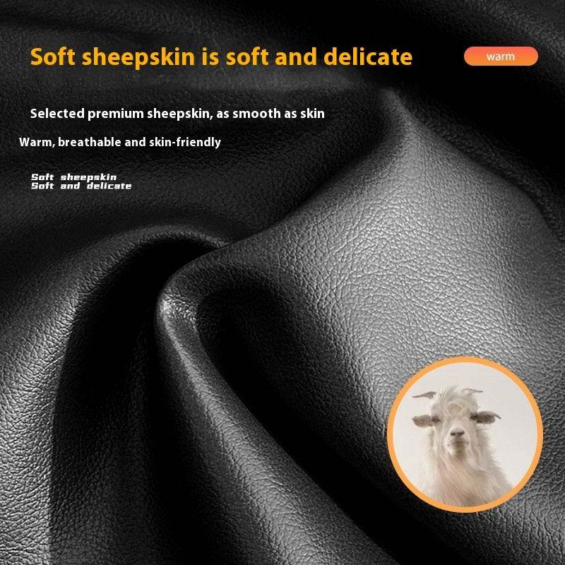 Genuine Leather Gloves For Men Women Fleece Lined Padded Warm Keeping Sheepskin Gloves - Mubimart
