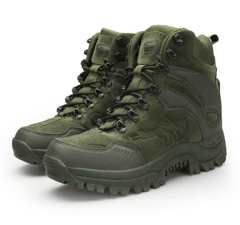 Men's Simple Sand Color High-top Hiking Boots - Mubimart