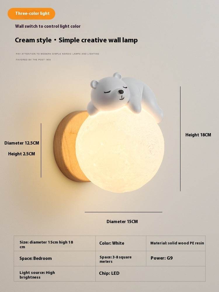 Moon Wall Lamp Nordic Creative Children's Room Lamp Bedroom Bedside Lamp - Mubimart