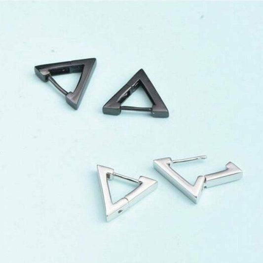 Stainless Steel Creative Hoop Earrings Women Triangular Earrings Fashion Jewelry Huggie Men Punk Hiphop - Mubimart