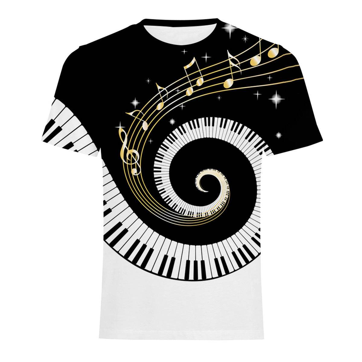 Mens Fashion Casual Digital Print Crew Neck T-shirt - Mubimart