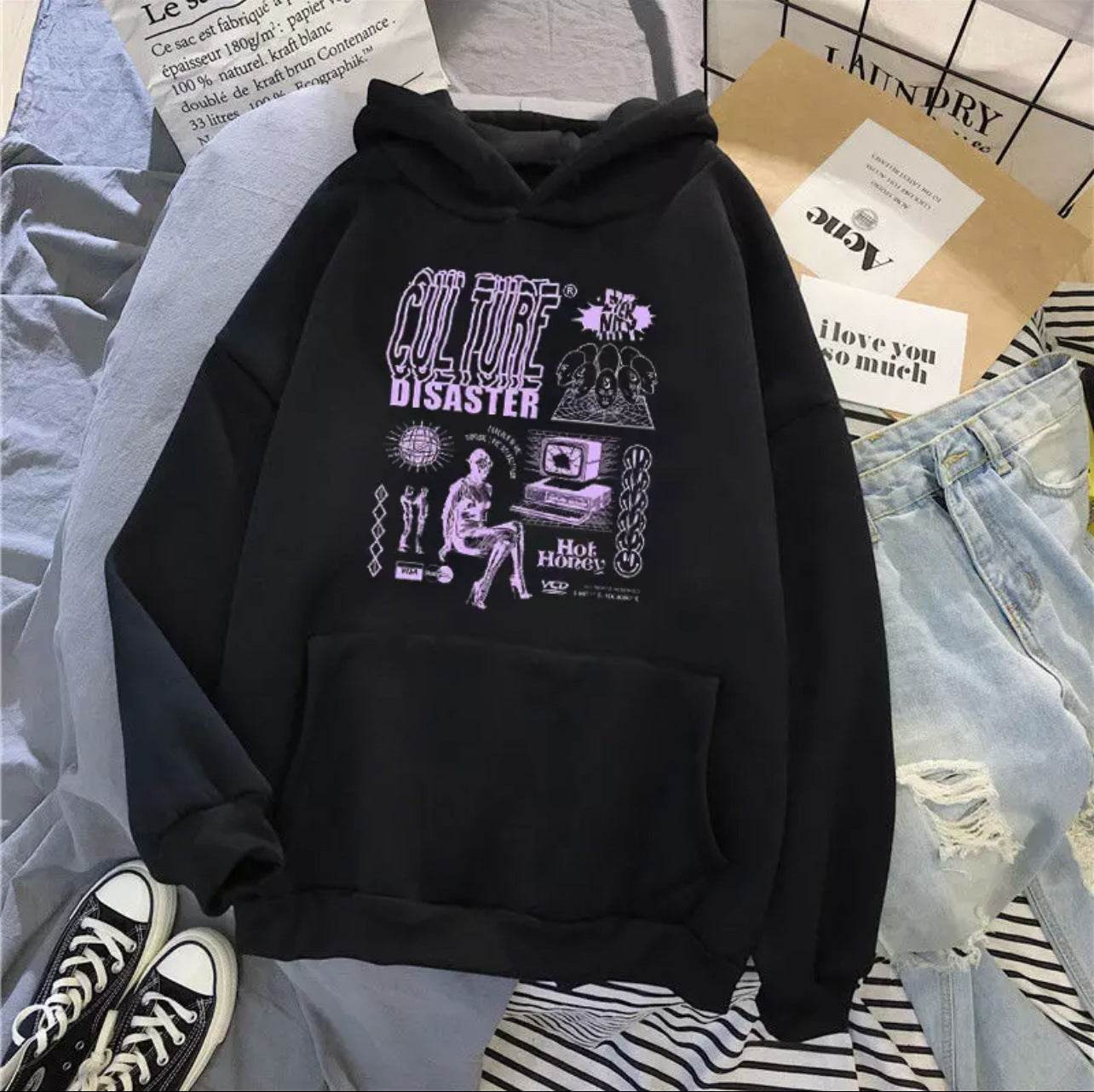 Women's Velvet Thickened Loose Hoodies Sweatshirt - Mubimart