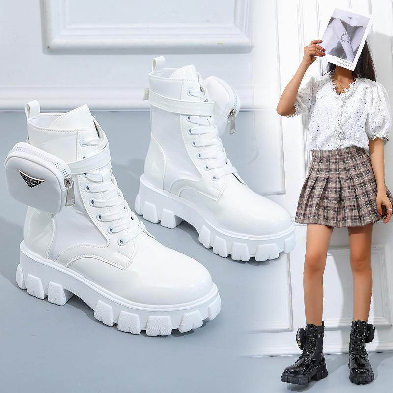 Fashion Pocket Mid-calf Platform Martin Boots - Mubimart