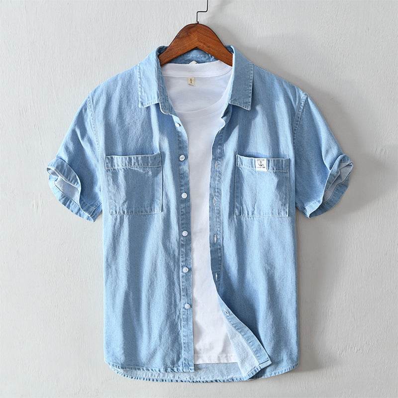 Men's Casual Youth Denim Shirt Jacket - Mubimart
